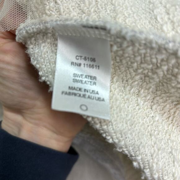 Anthropologie Amari Nutcracker French Terry Sweatshirt V Neck Sweater Gray M - Picture 7 of 10